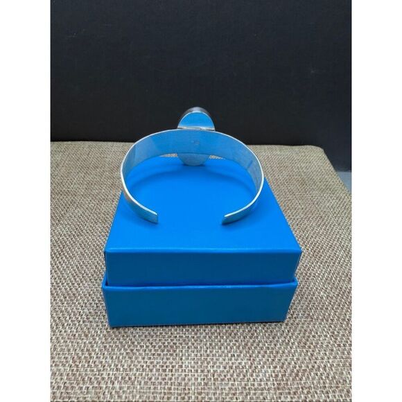 Jay King Mine Finds Sterling Silver Cuff Bracelet Large Oval Blue Apatite/Chryso - Picture 4 of 7